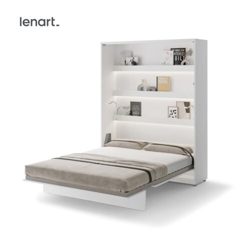 Lenart BED CONCEPT BC-12 vertical wall bed 160 cm glossy white