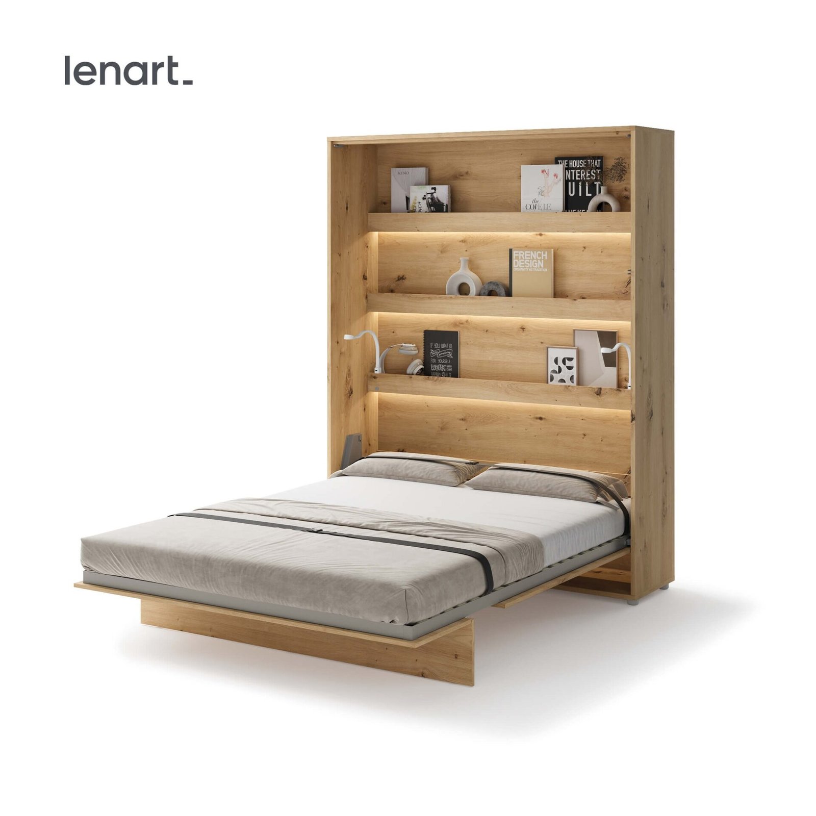 Lenart BED CONCEPT BC-12 vertical wall bed 160 cm, oak imitation