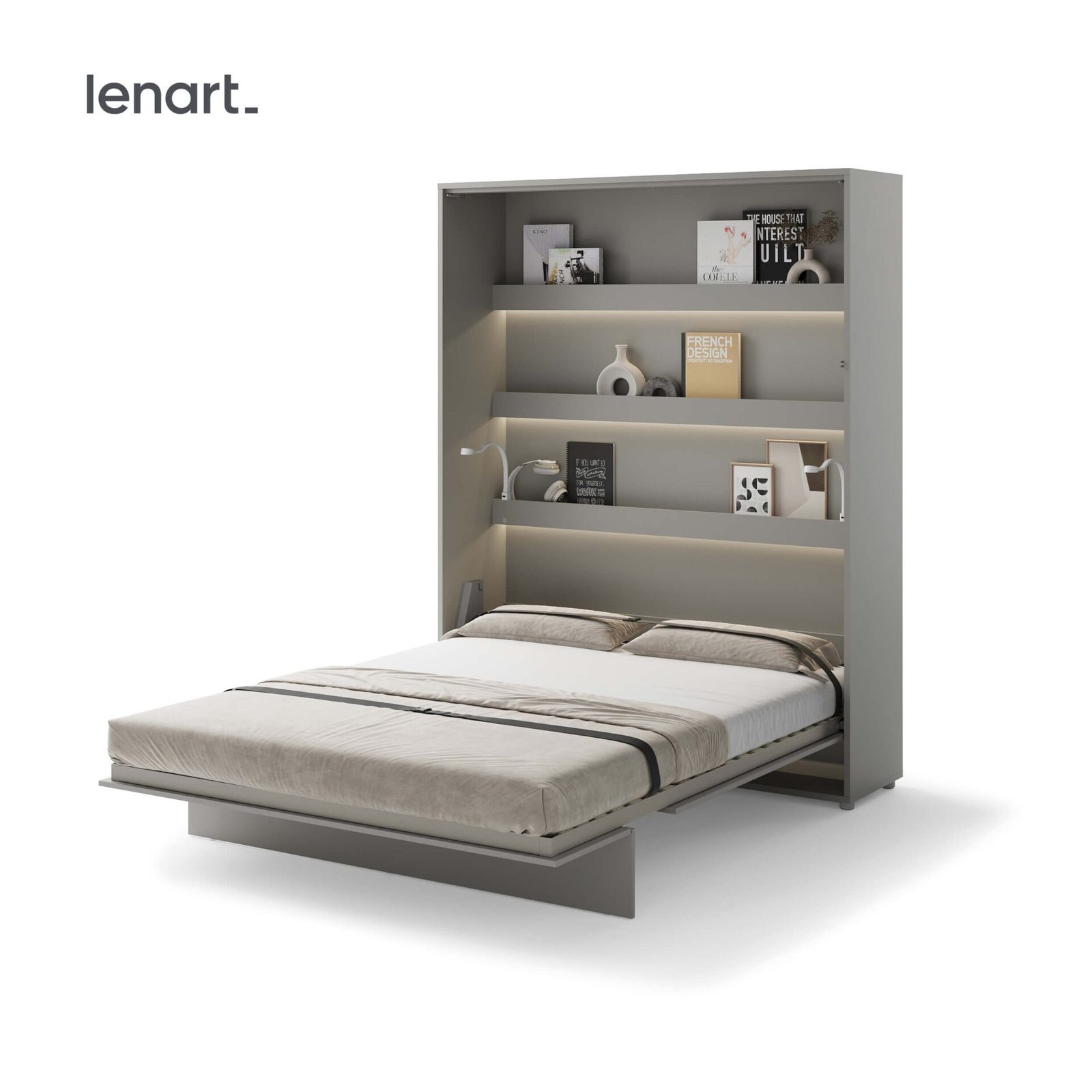 Lenart BED CONCEPT BC-12 vertical wall bed 160 gray