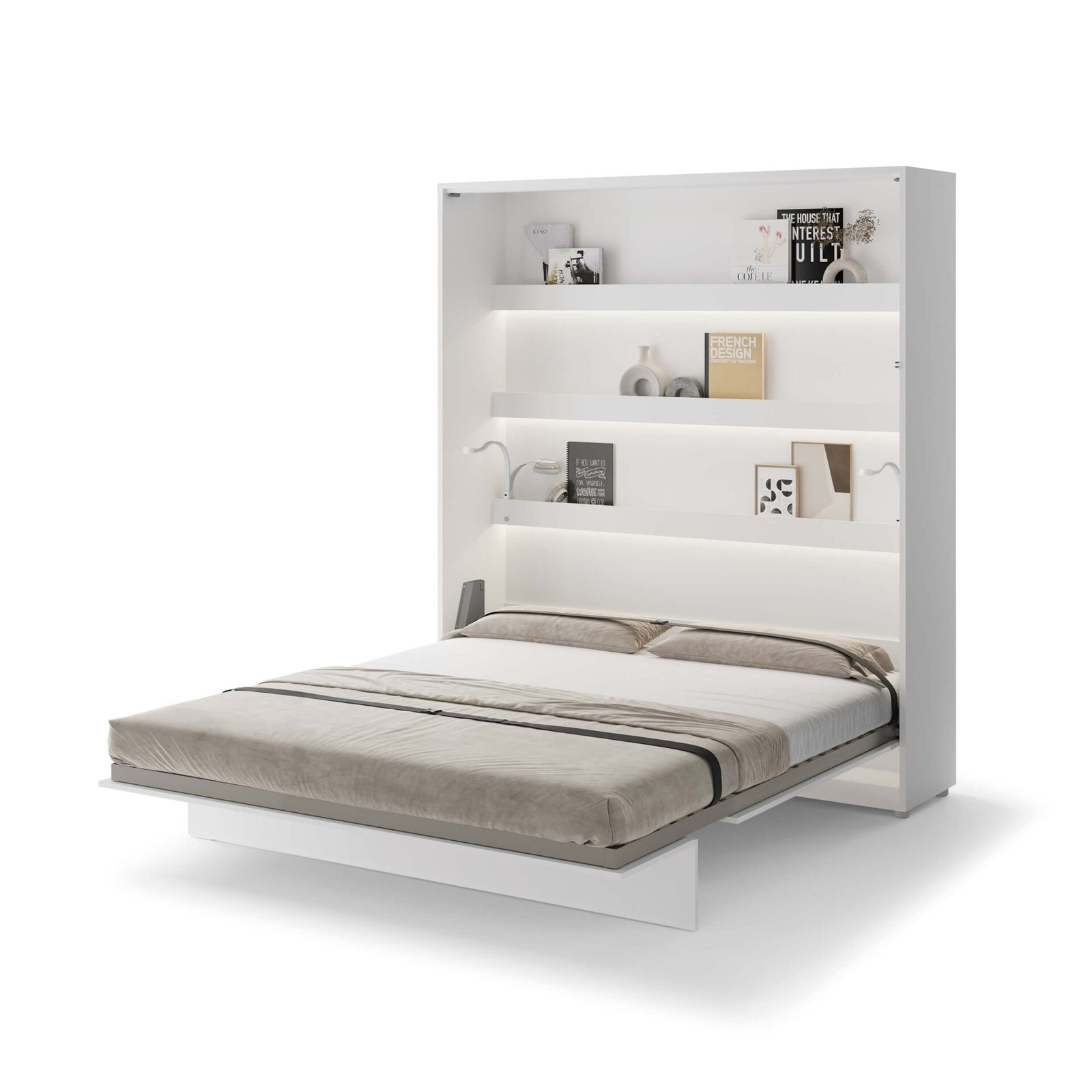 Lenart BED CONCEPT BC-13 vertical wall bed 180 cm, white glossy - Image 5