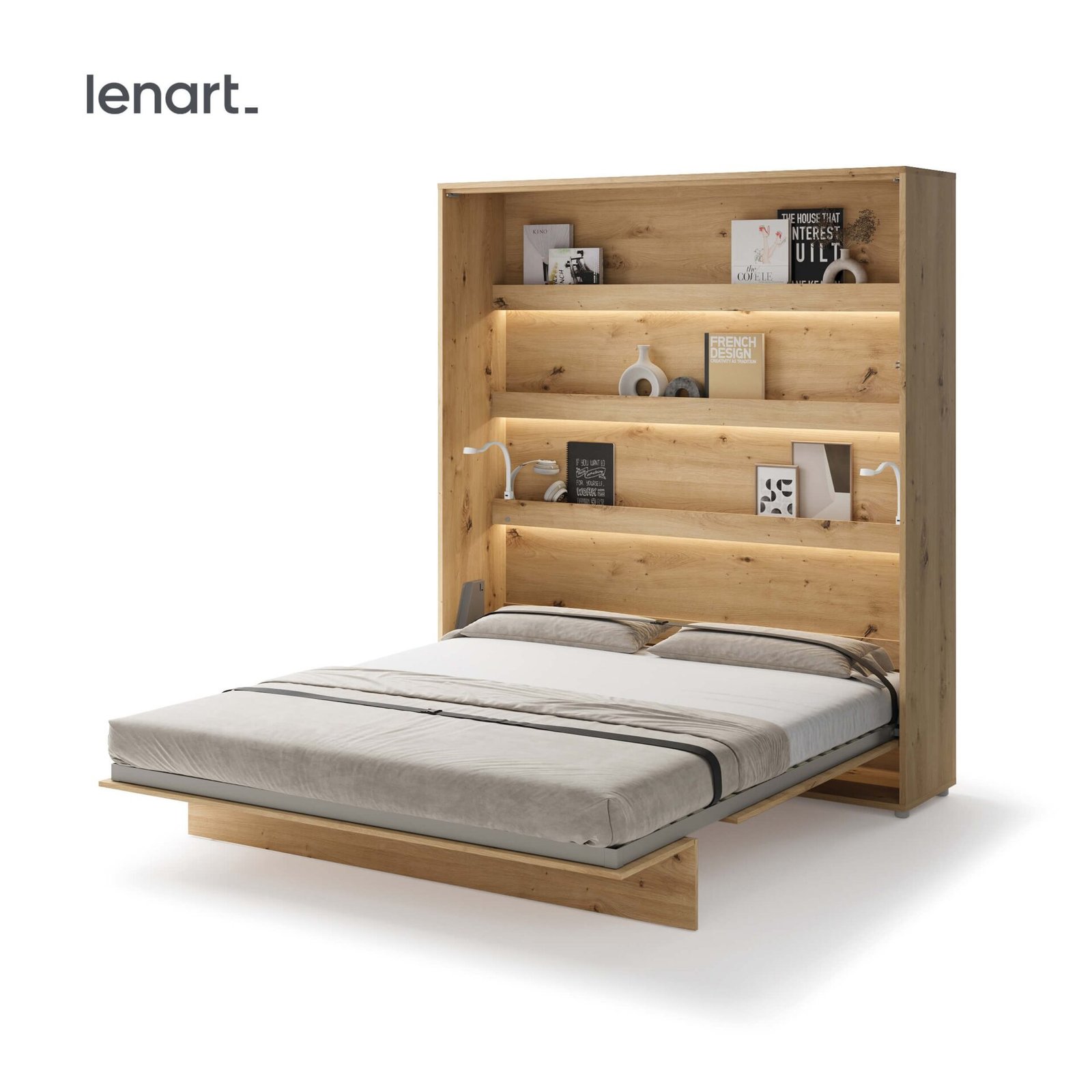Lenart BED CONCEPT BC-13 vertical wall bed 180 cm, oak imitation