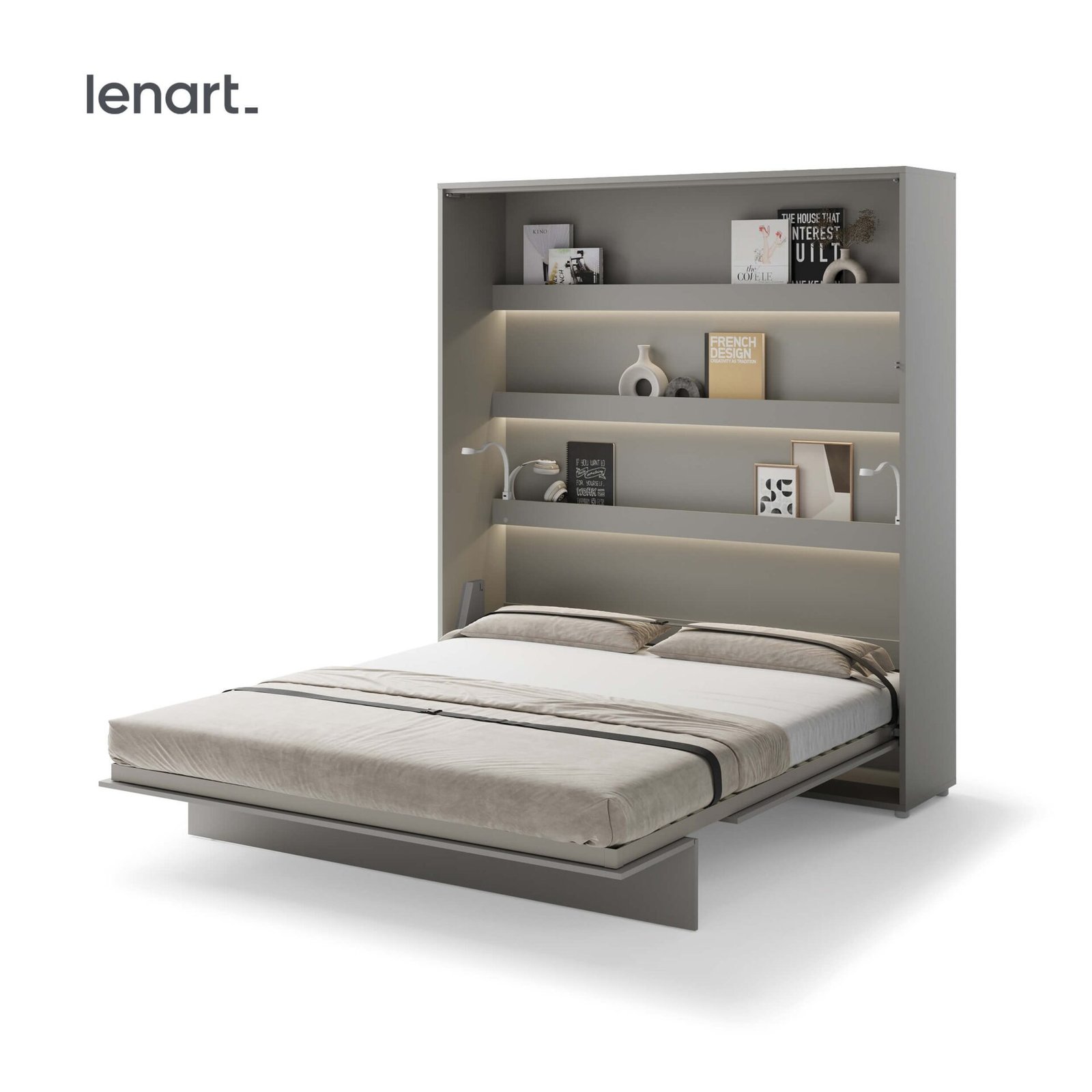 Lenart BED CONCEPT BC-13 vertical wall bed 180 cm gray