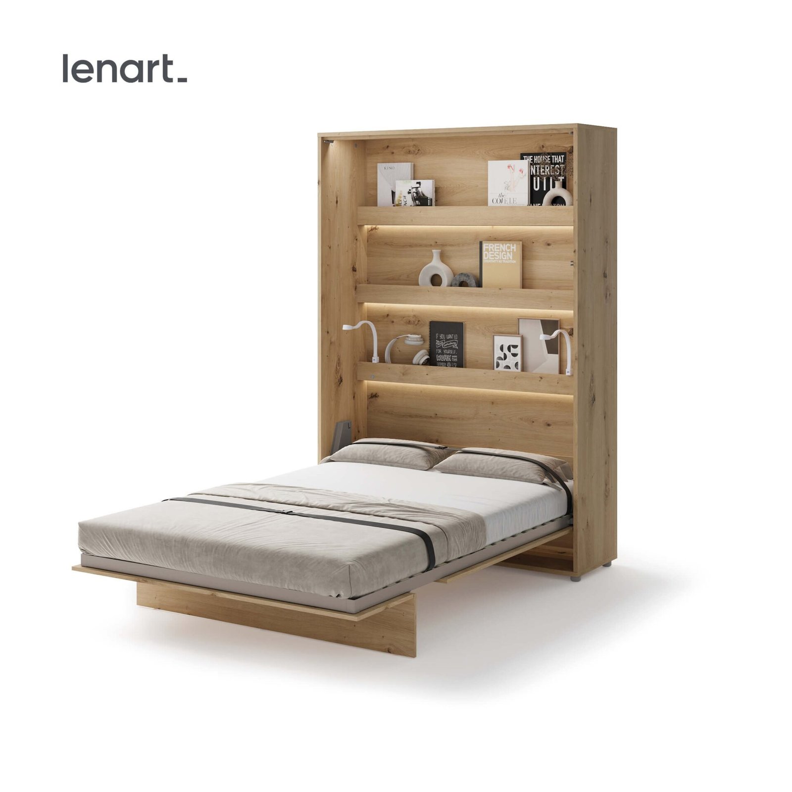 Lenart BED CONCEPT BC-01 vertical wall bed 140 artisan oak