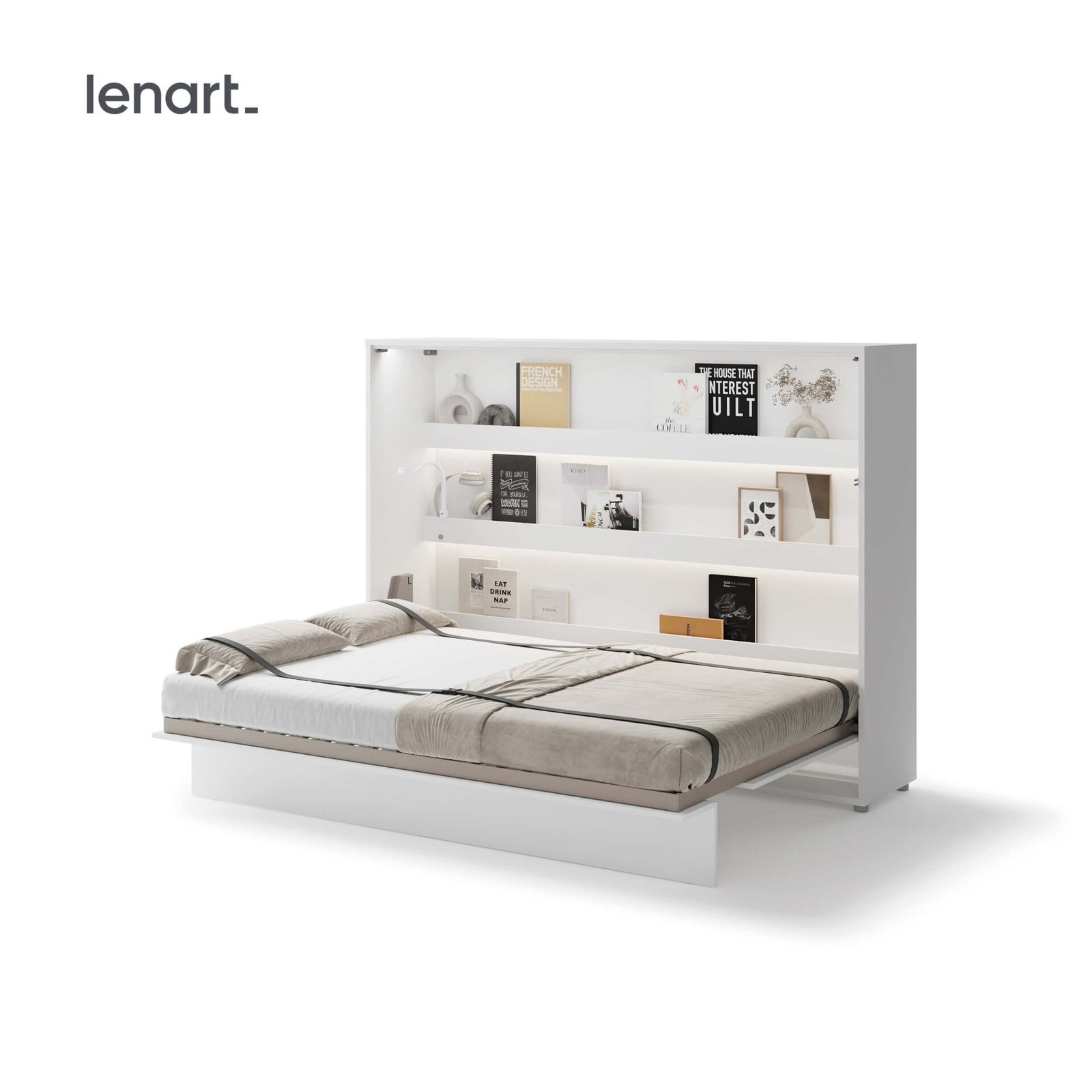 Bed Concept BC-04 - Horizontal Wall-Mounted Bed 140 - White - Image 5