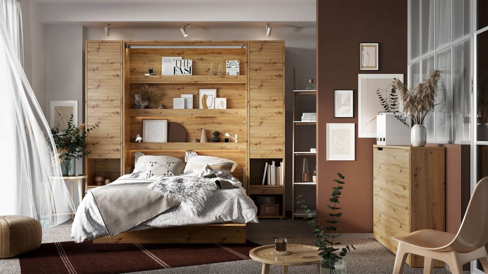 Lenart BED CONCEPT BC-13 vertical wall bed 180 cm, oak imitation - Image 2