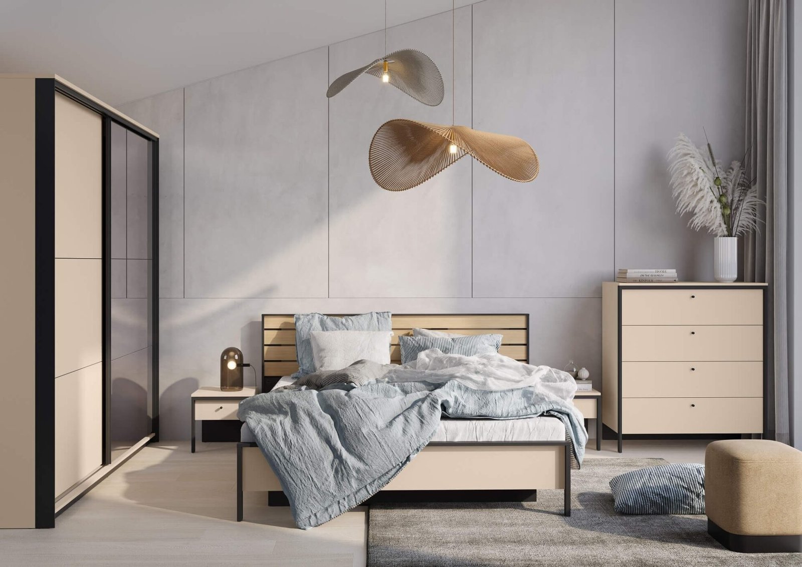 ENNA EN-03 4S chest of drawers | LED lighting | Sand, black - Image 7