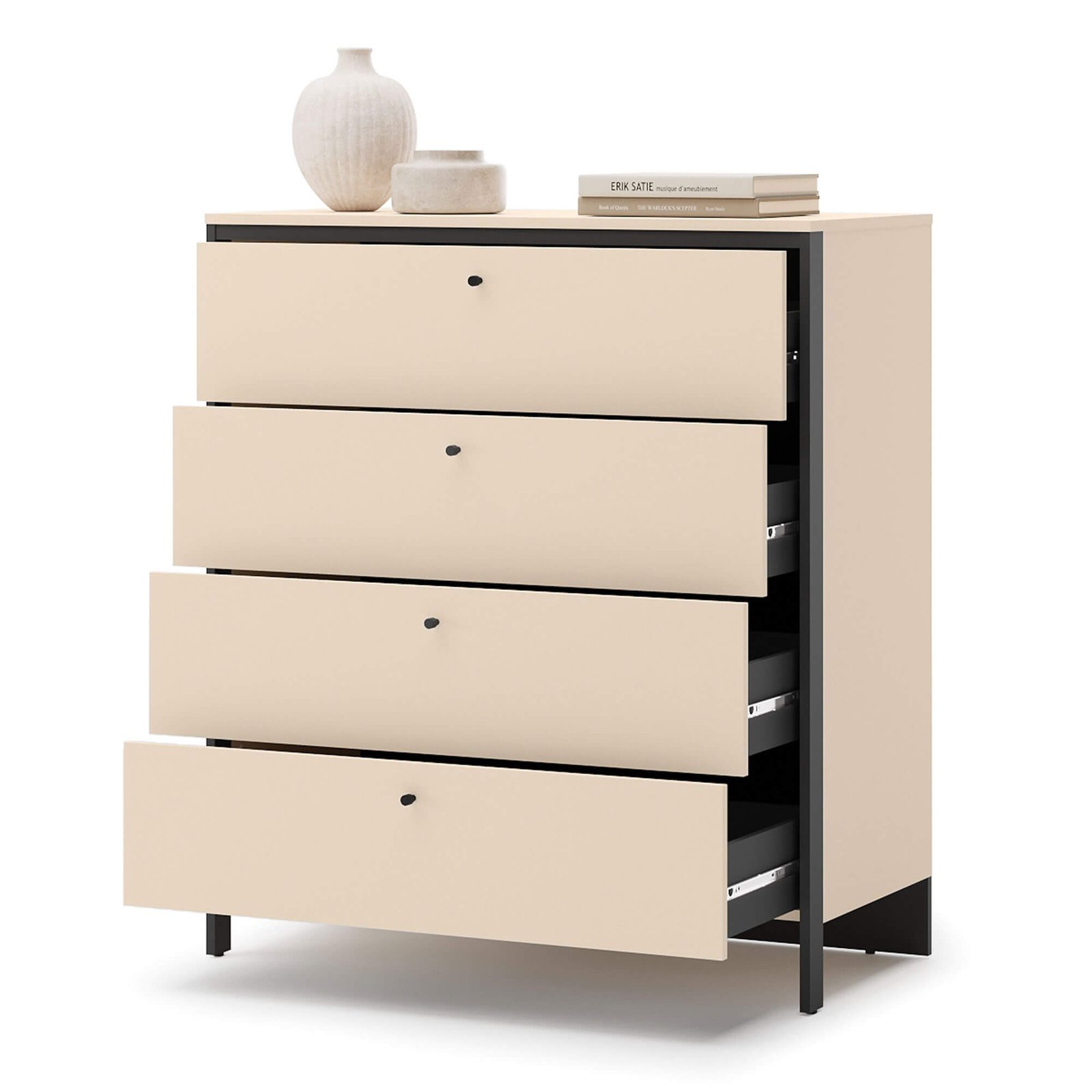 ENNA EN-03 4S chest of drawers | LED lighting | Sand, black - Image 5