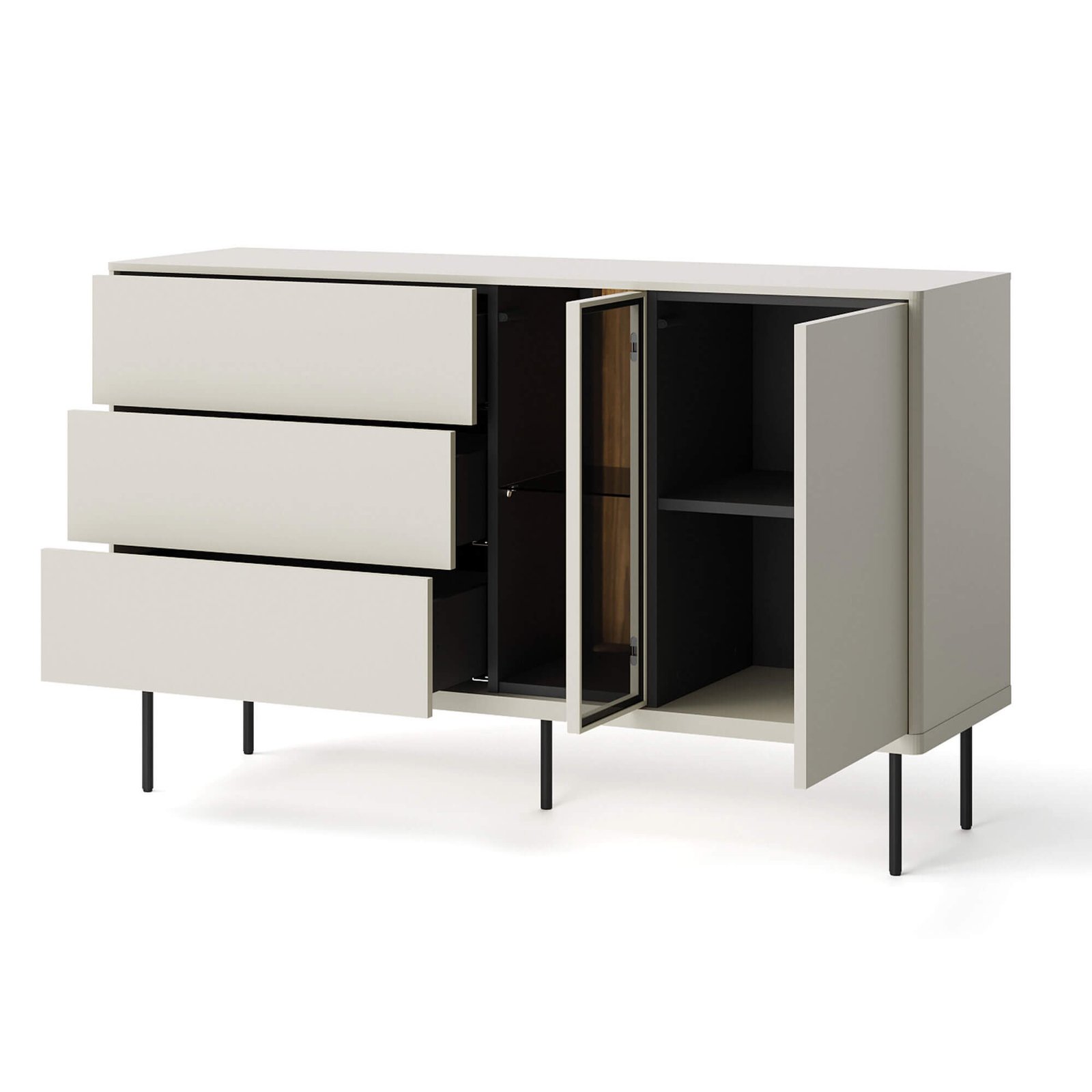 EPIRO EP-03 chest of drawers with lighting | Cashmere, dark oak color - Image 3