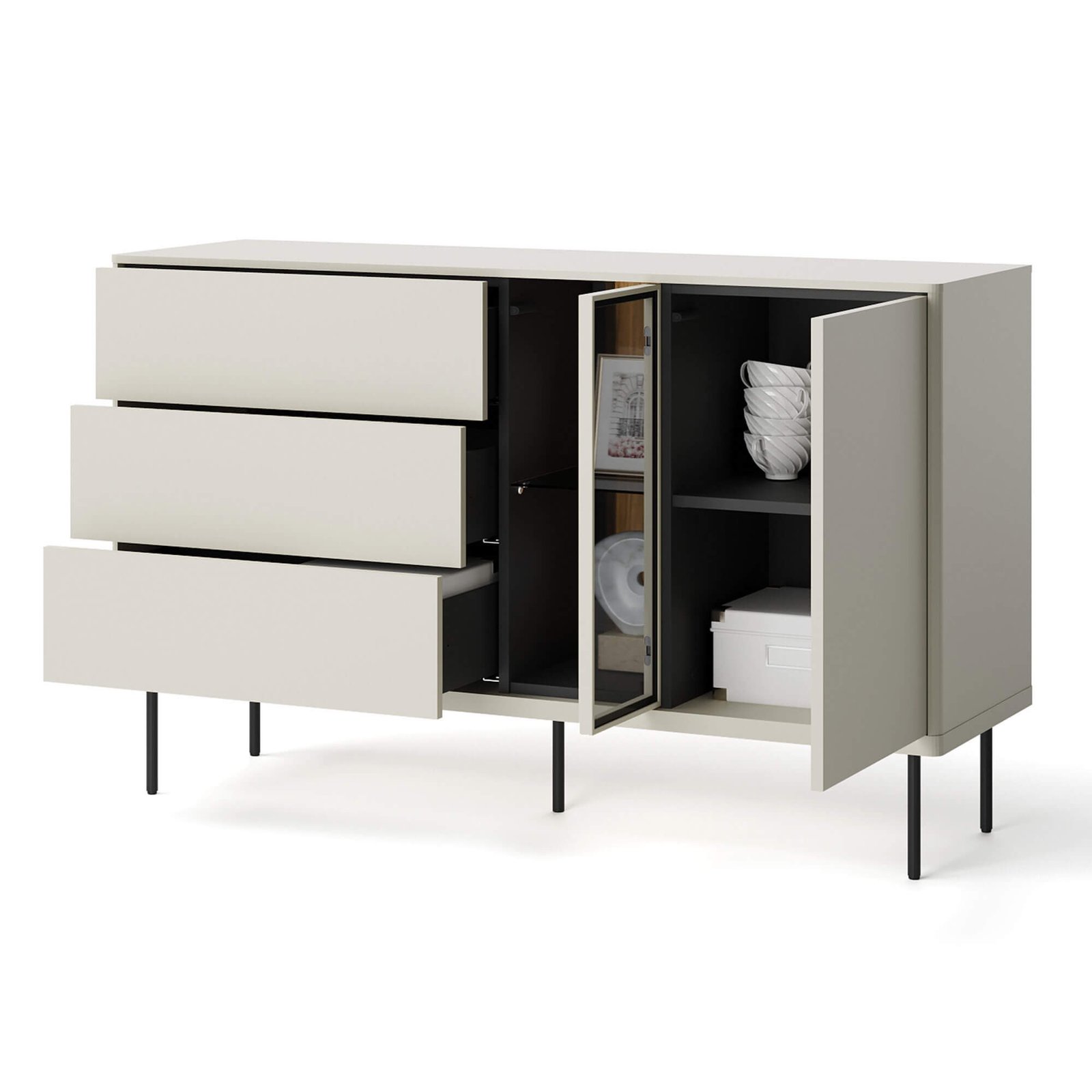 EPIRO EP-03 chest of drawers with lighting | Cashmere, dark oak color - Image 4