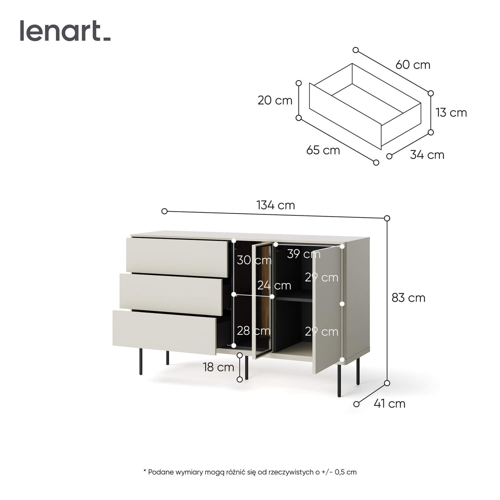 EPIRO EP-03 chest of drawers with lighting | Cashmere, dark oak color - Image 7