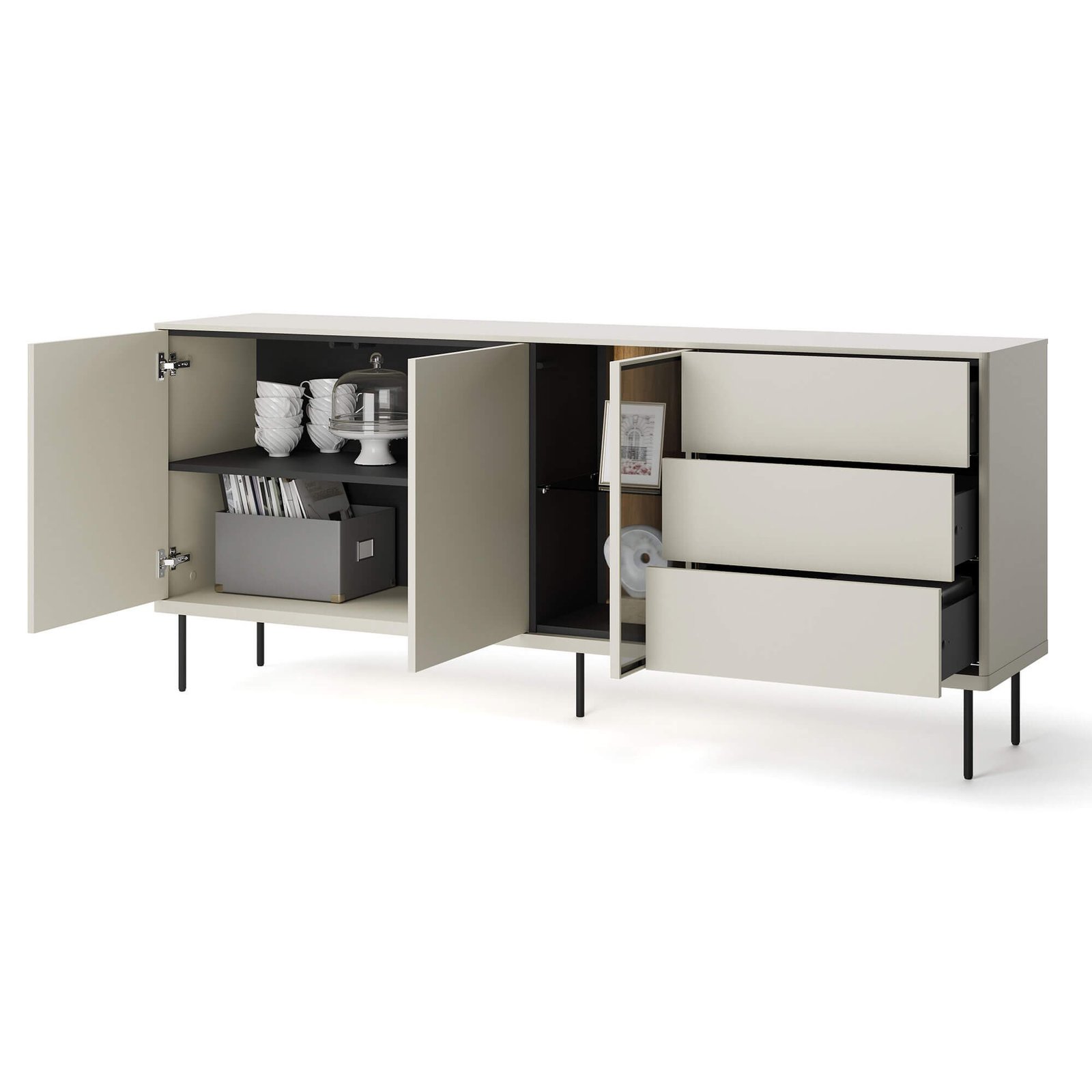EPIRO EP-05 chest of drawers with lighting | Cashmere, dark oak color - Image 4