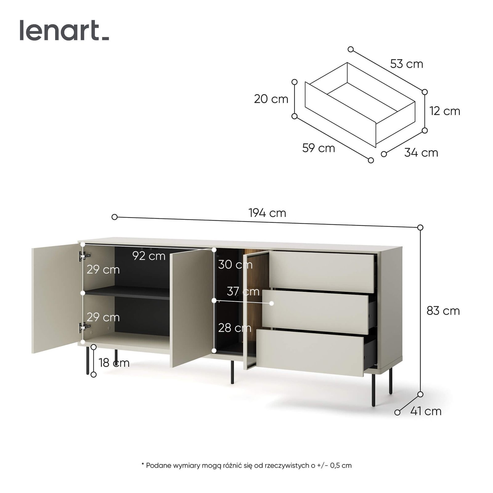 EPIRO EP-05 chest of drawers with lighting | Cashmere, dark oak color - Image 7