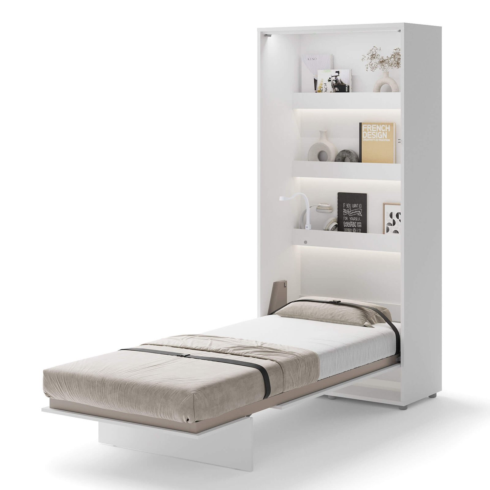 Bed Concept BC-03 - Vertical Wall-Mounted Bed 90 - White - Image 2