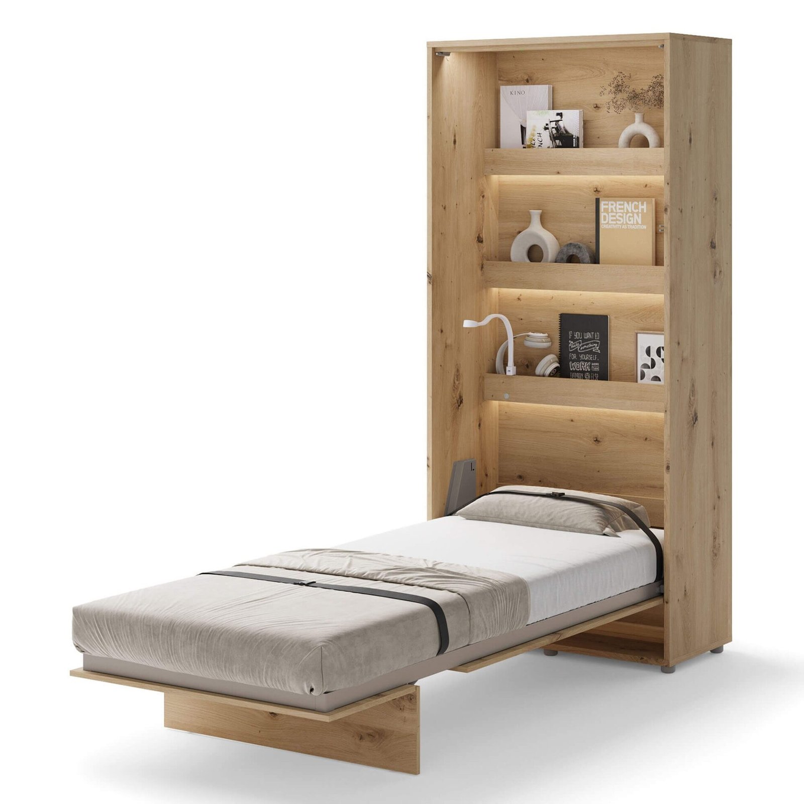 Bed concept BC-03 - vertical wall bed 90 - oak imitation - Image 2