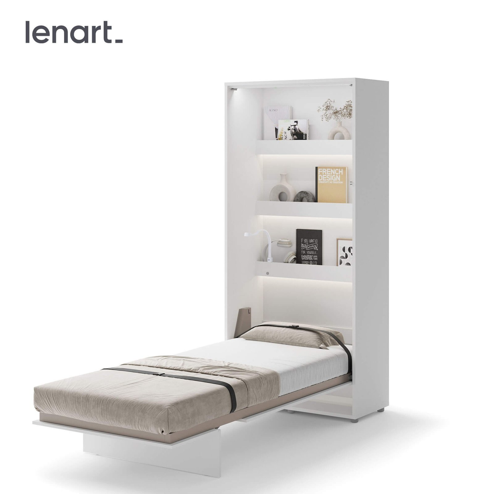 Bed Concept BC-03 - Vertical Wall-Mounted Bed 90 - White - Image 7