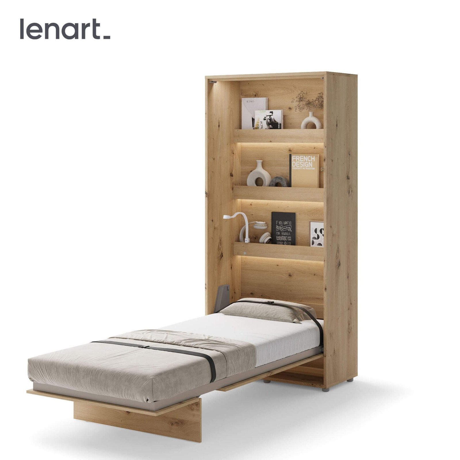 Bed concept BC-03 - vertical wall bed 90 - oak imitation - Image 7