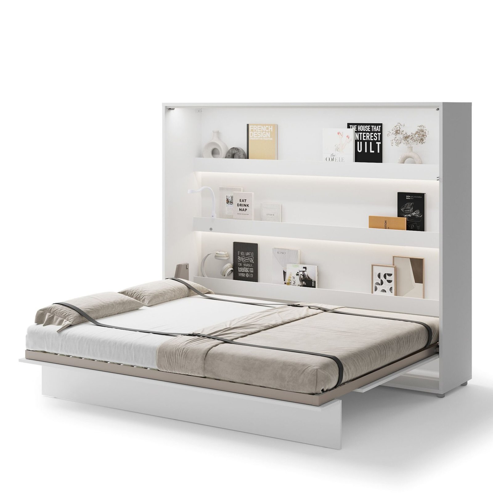 Bed concept BC-14p - horizontal wall bed 160 - white glossy - Image 2