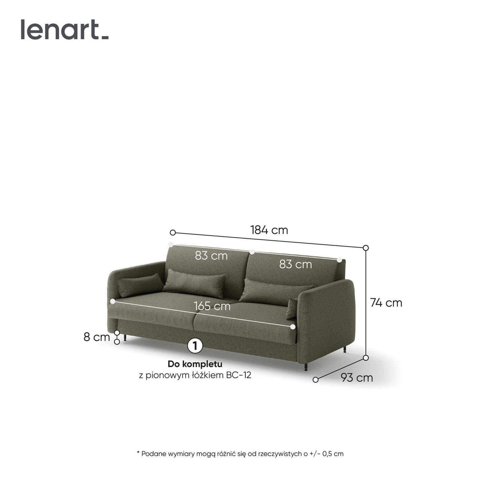 Bed concept BC-19 - Sofa 160 for BC-12 - green/white glossy front - Image 2