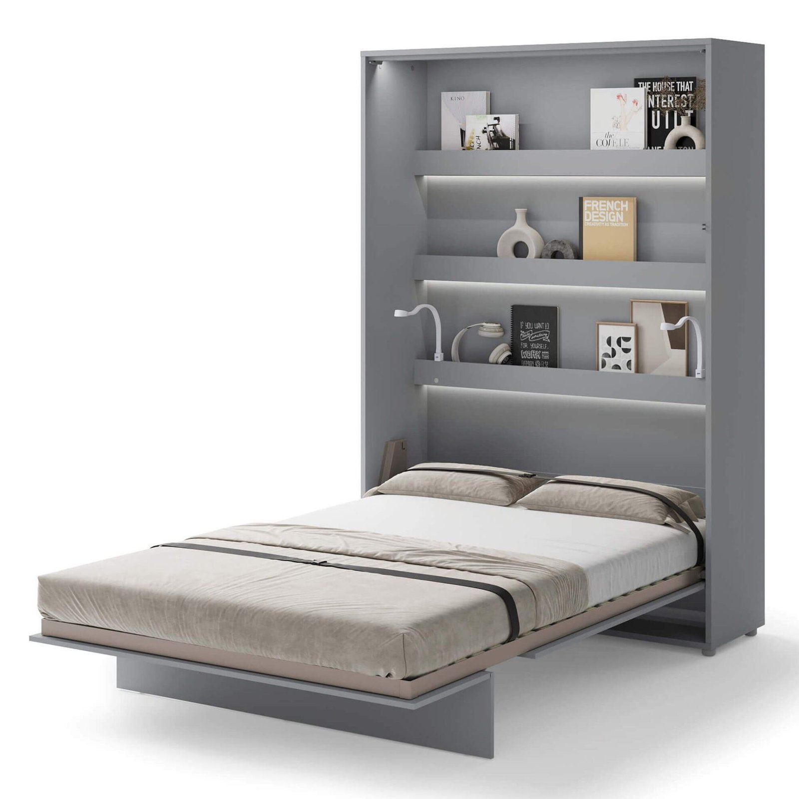 Bed Concept BC-01 - Vertical Wall Mounted Bed 140 - Gray - Image 2