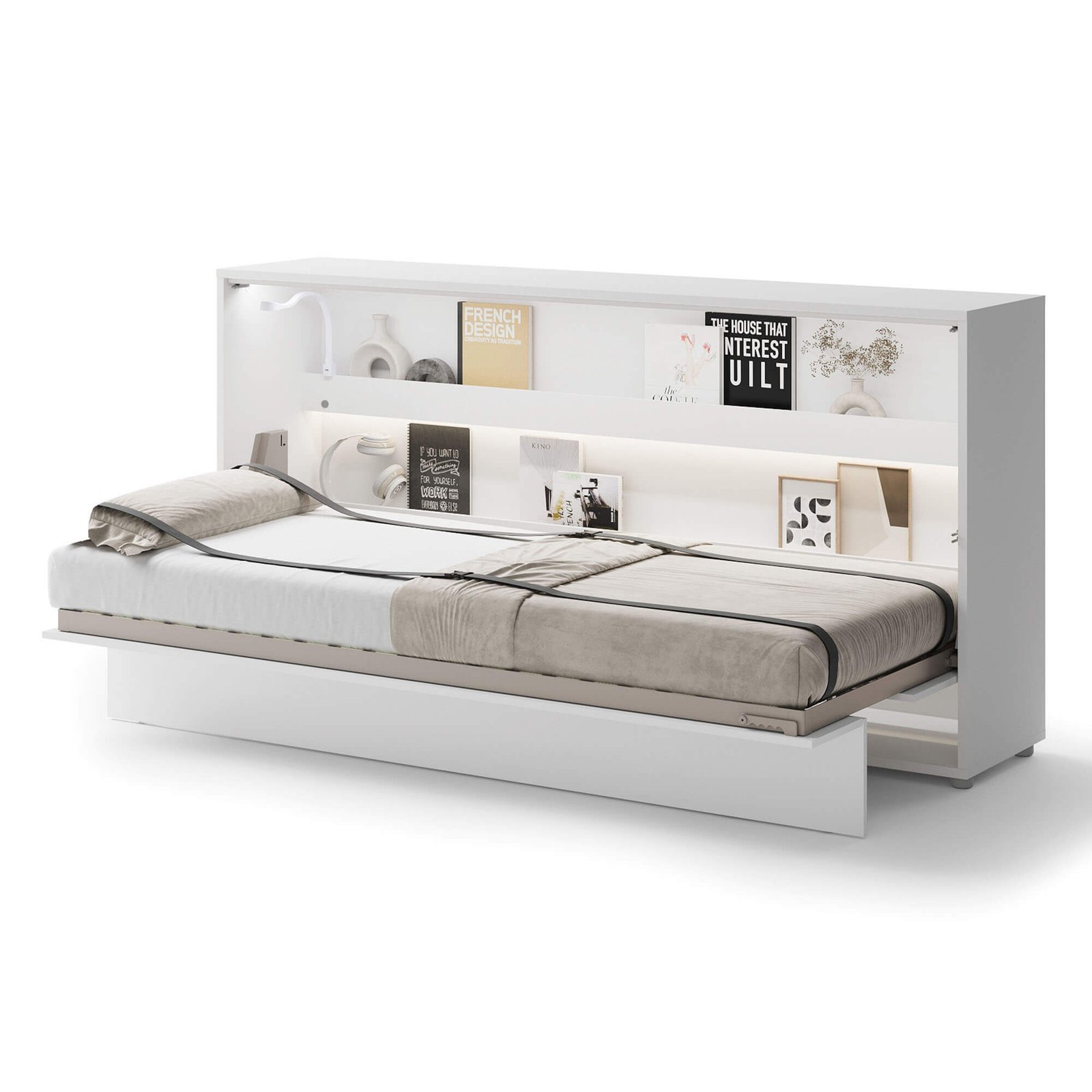 Bed Concept BC-06 - Horizontal Wall-Mounted Bed 90 - White - Image 2