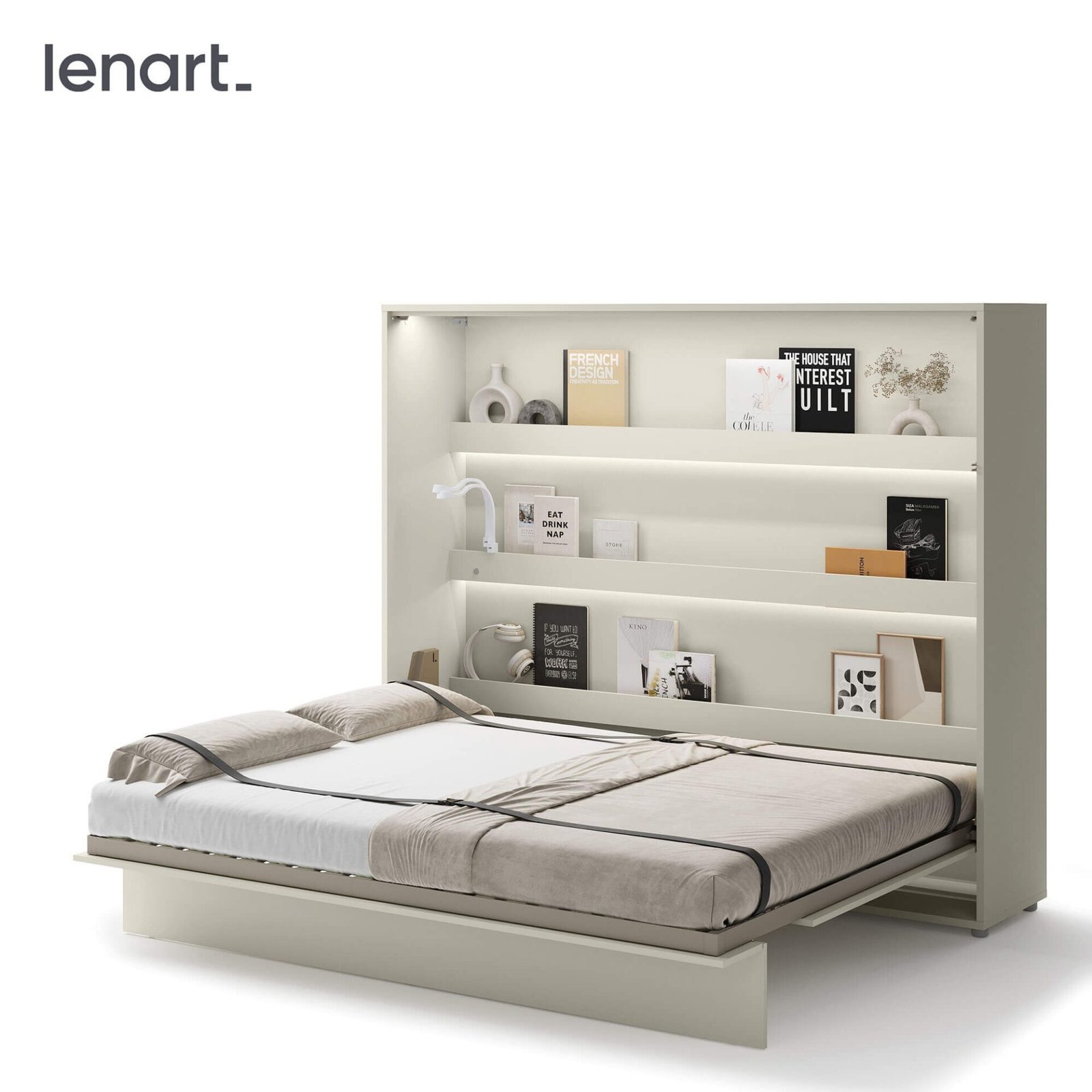 Bed Concept BC-14 - Horizontal Wall Bed 160 - Cashmere - Image 3