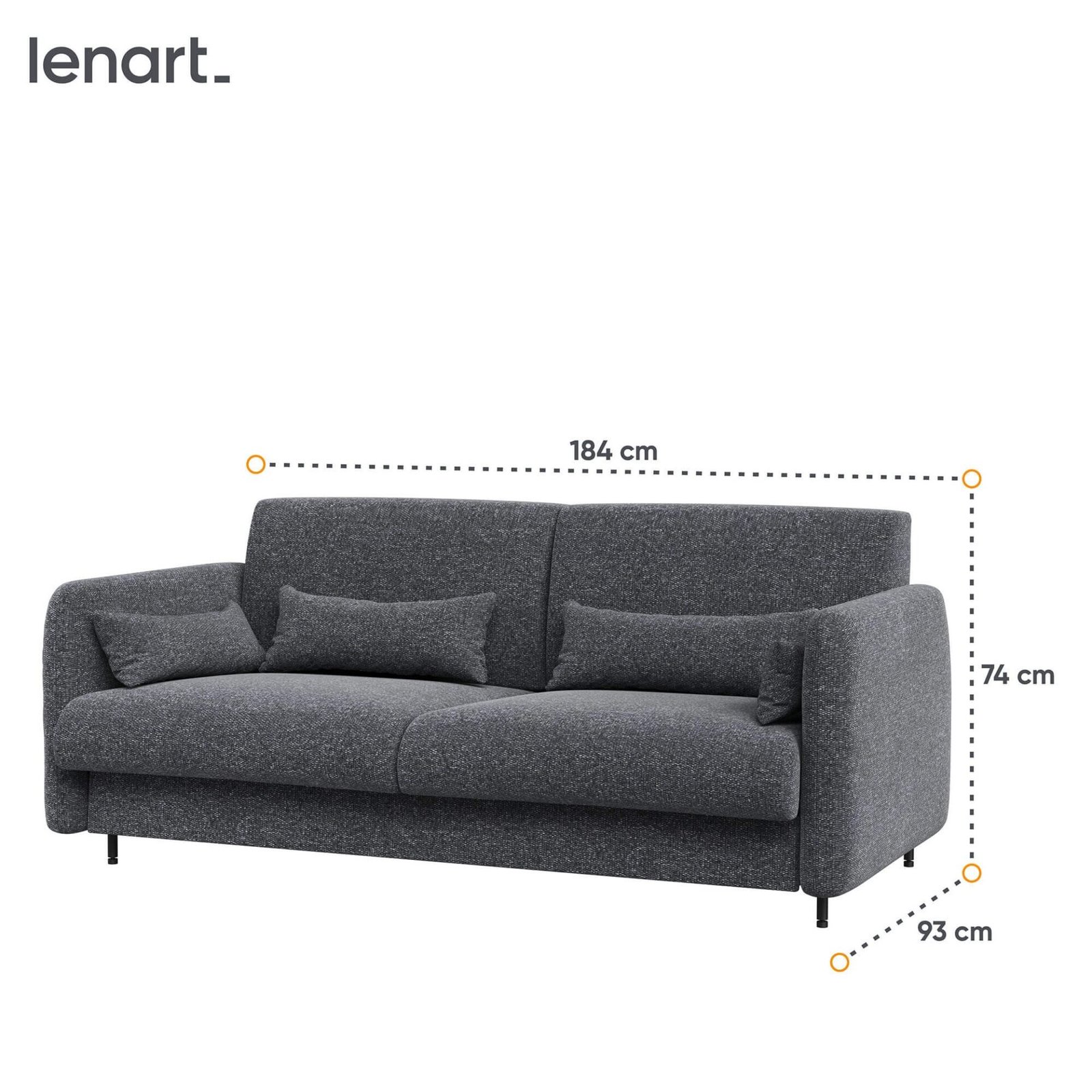 BED CONCEPT BC-19 - Sofa 160, for BC-12 - graphite ART 82630 / white glossy front - Image 3