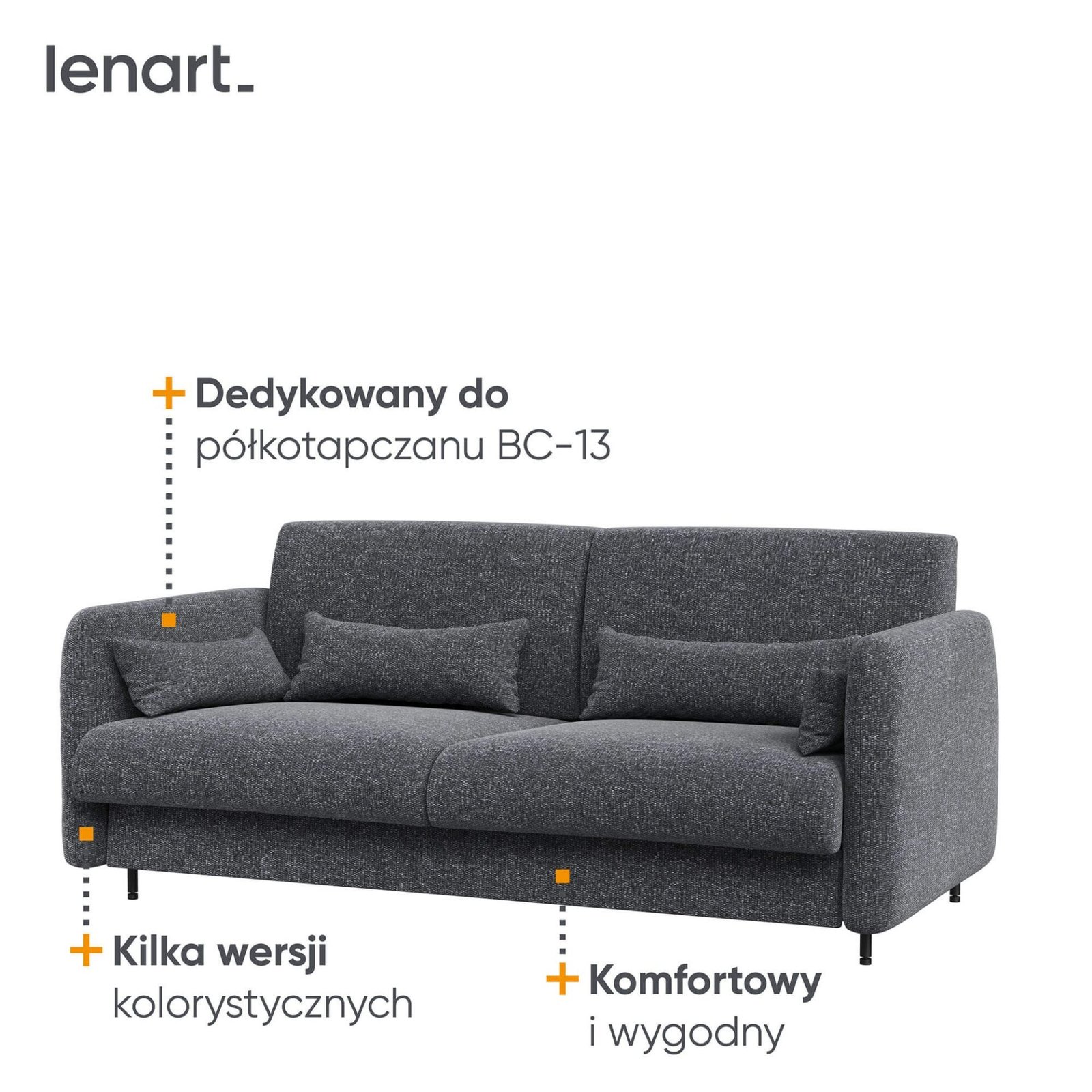 Bed concept BC-35 - Sofa 180, for BC-13 - graphite/artisan oak facade - Image 3