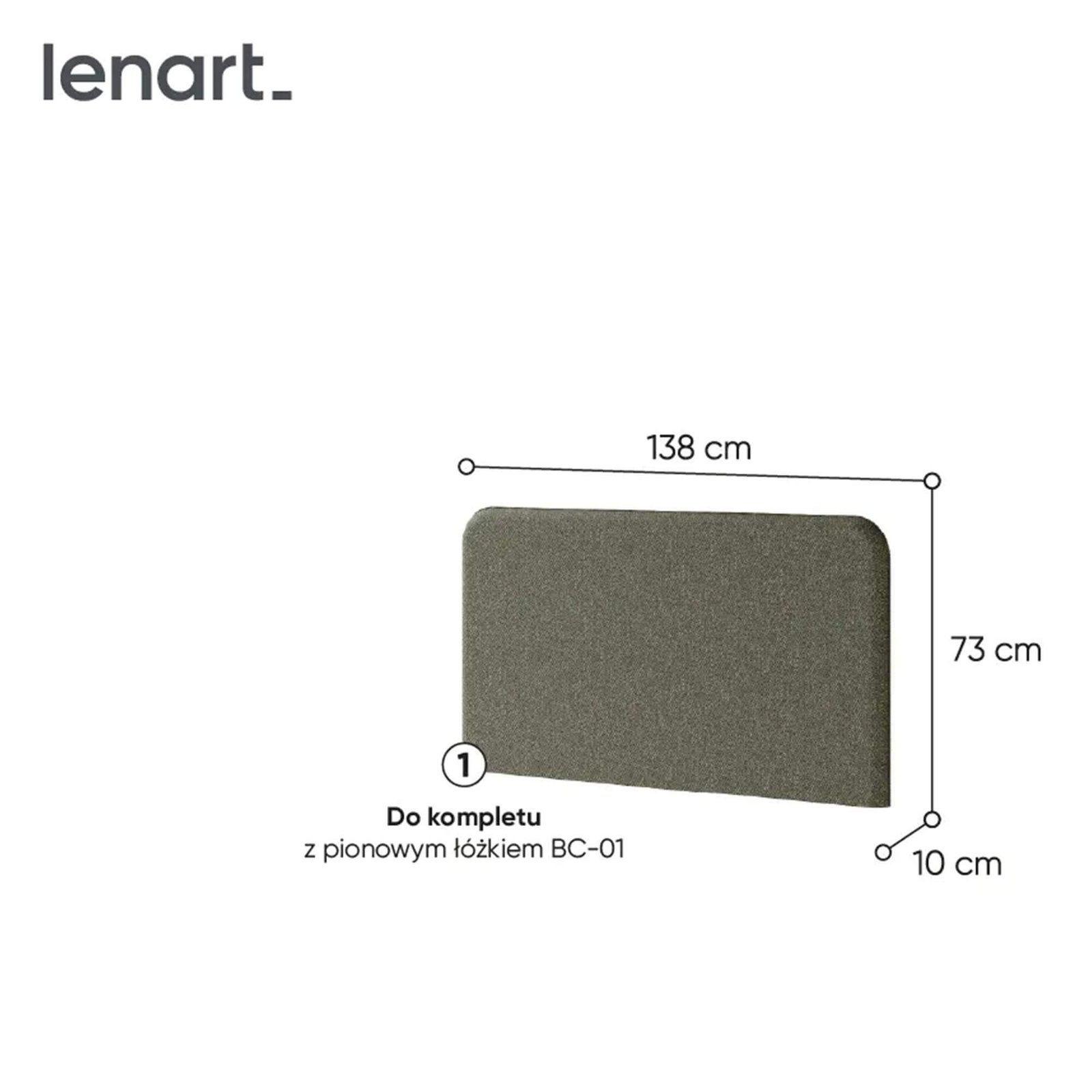 Bed concept BC-16 - headrest 140, for BC-01, green LUKKA 38 - Image 3