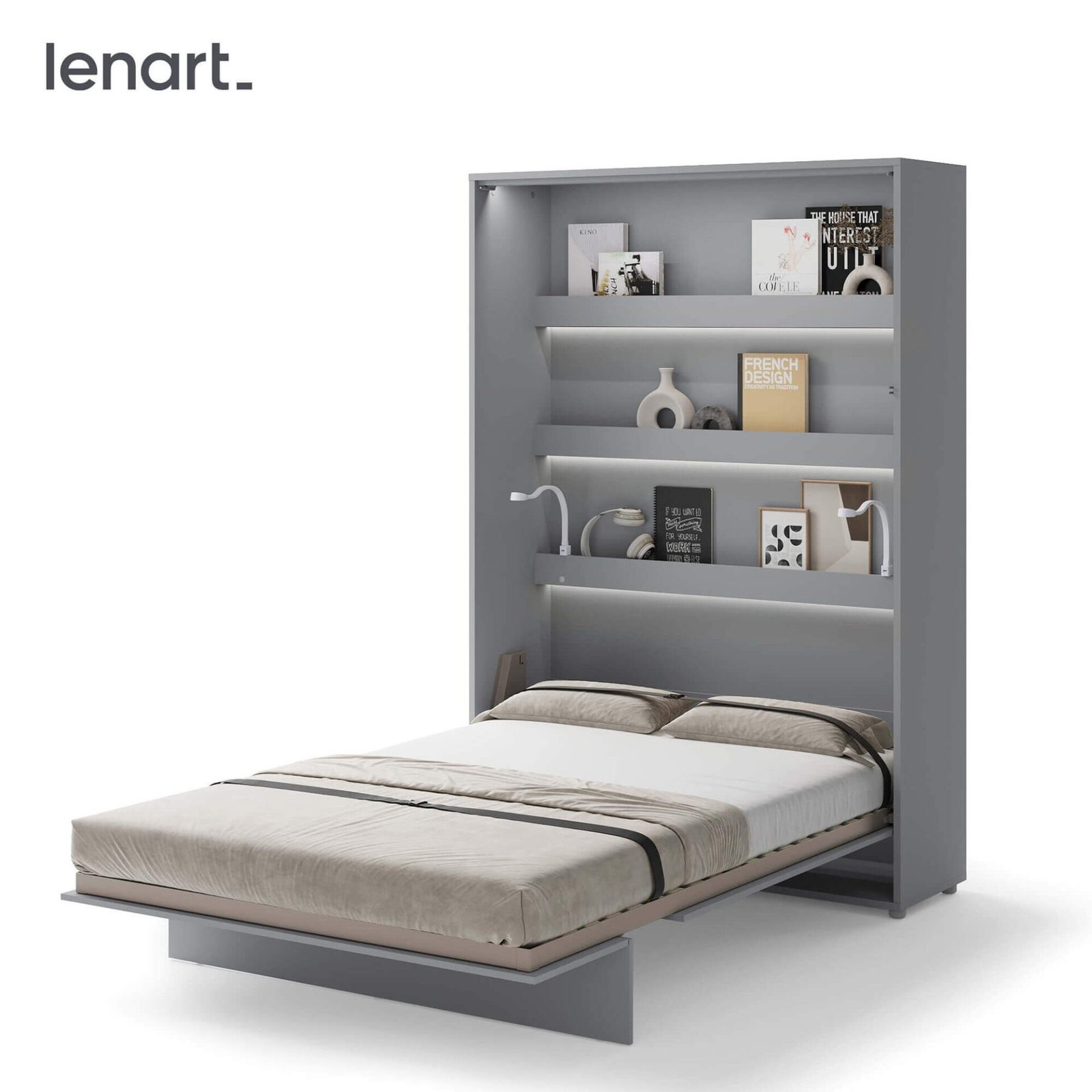 Bed Concept BC-01 - Vertical Wall Mounted Bed 140 - Gray - Image 7