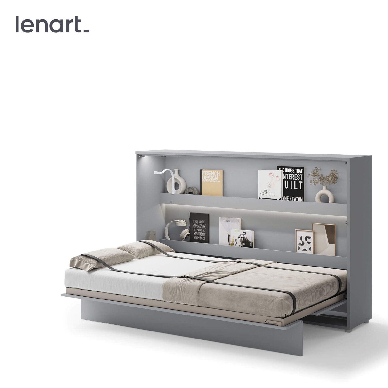 Bed Concept BC-05 - Horizontal Wall-Mounted Bed 120 - Gray - Image 7