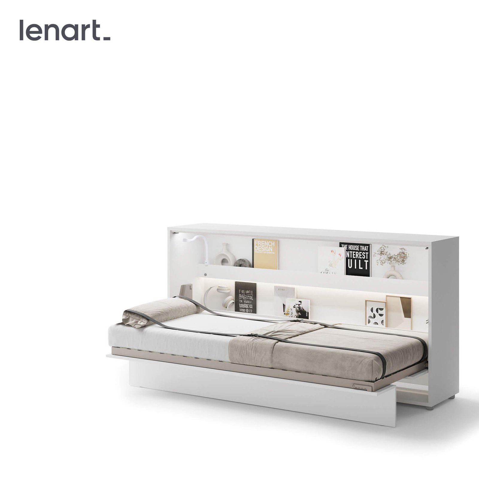 Bed Concept BC-06 - Horizontal Wall-Mounted Bed 90 - White - Image 7