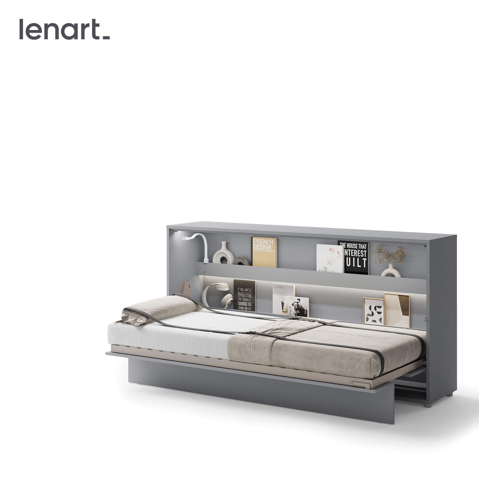 Bed Concept BC-06 - Horizontal Wall-Mounted Bed 90 - Gray - Image 7