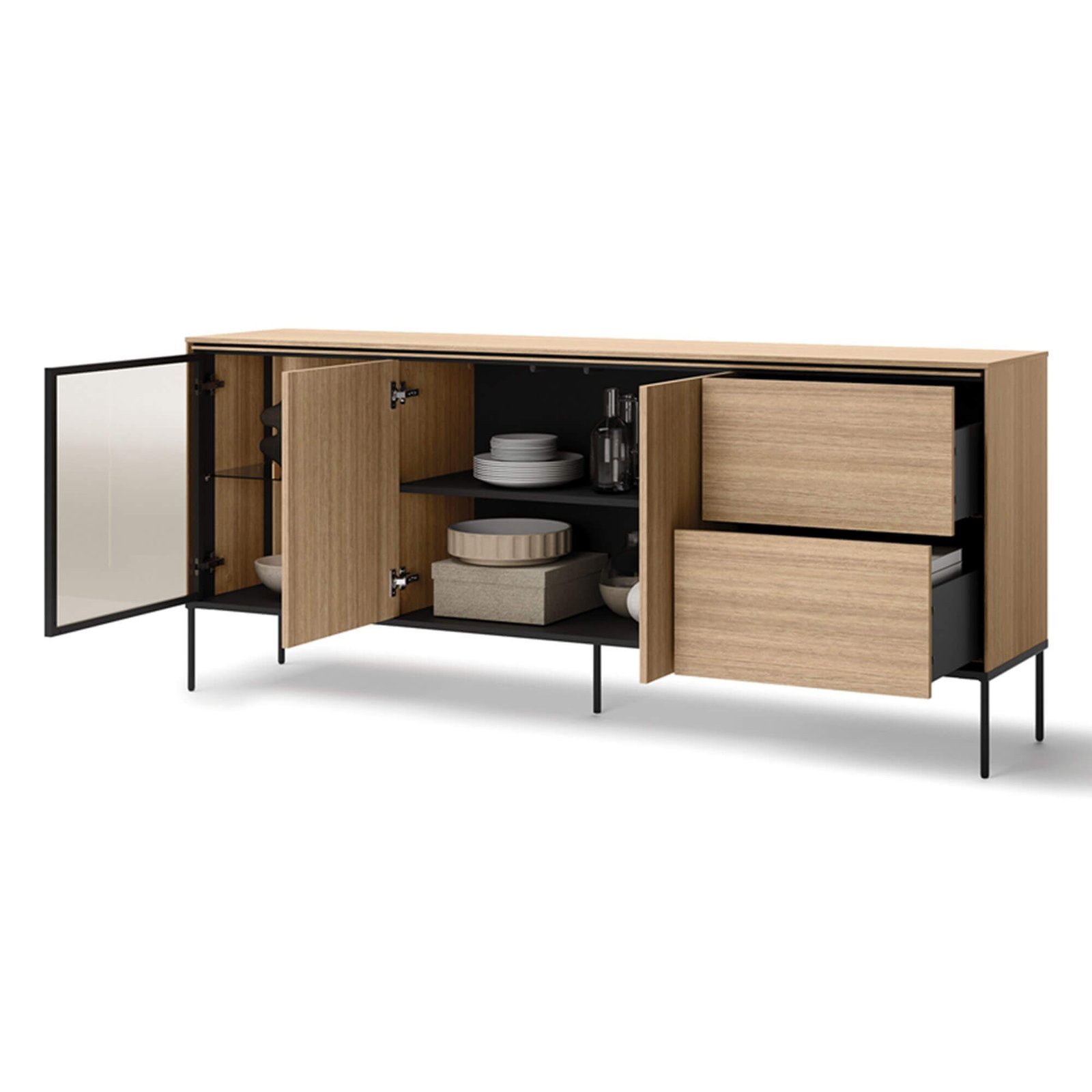Chest of drawers with lighting 2d1w2s VISSO VI-06 | Linear oak - Image 4