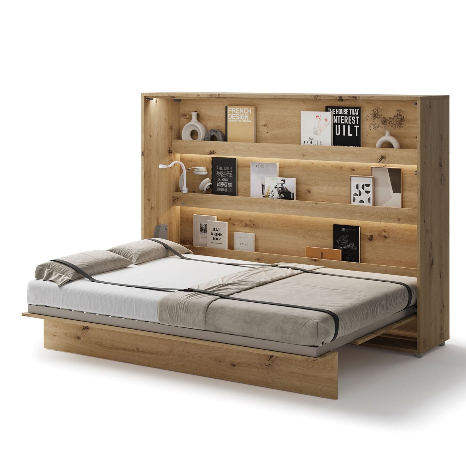 BED CONCEPT BC-04 - horizontal wall bed 140 - oak imitation FAST DELIVERY - Image 2