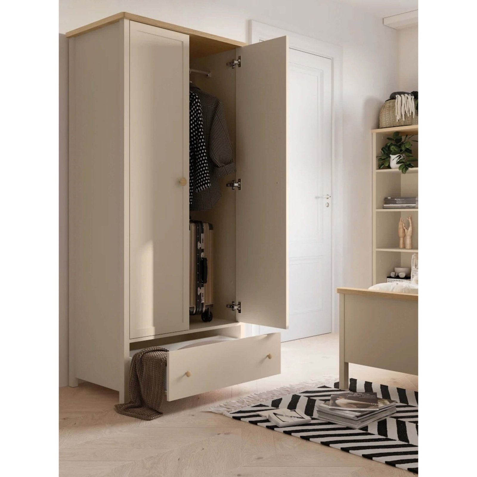 STORY SO-12 two-door wardrobe | beige / bleached Vincenza oak - Image 2