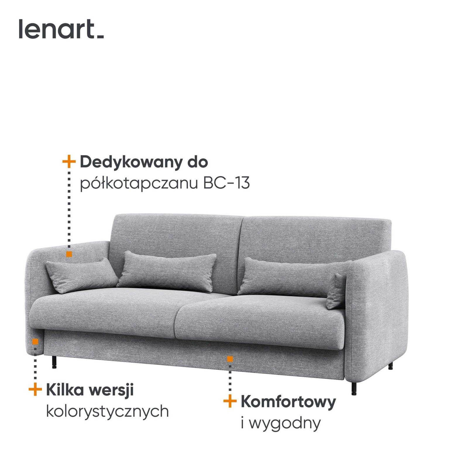 Bed concept BC-35 - Sofa 180 for BC-13 - grey/white glossy front - Image 3