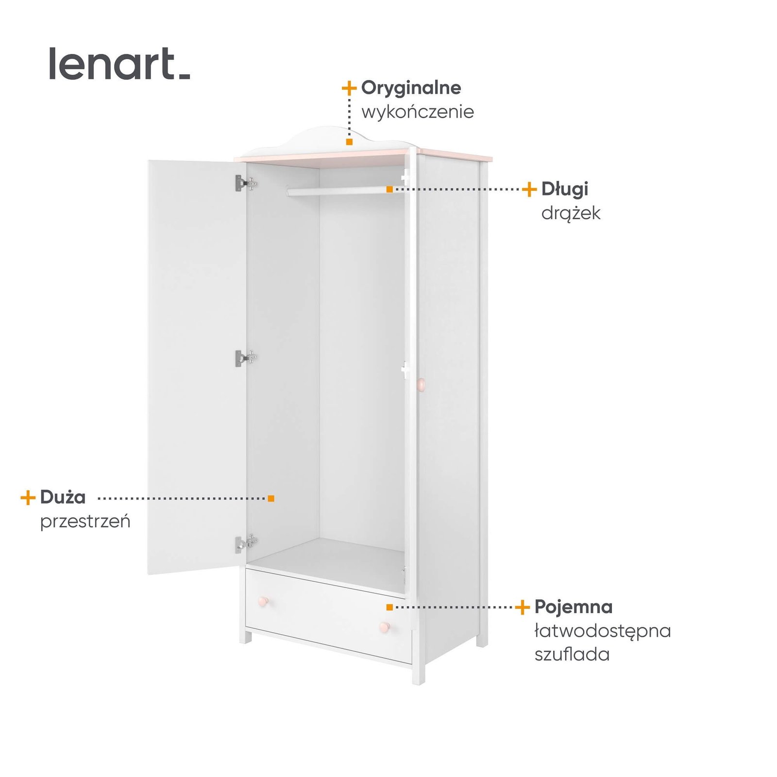 Two-door wardrobe LUNA LN-01 white/pink - Image 4