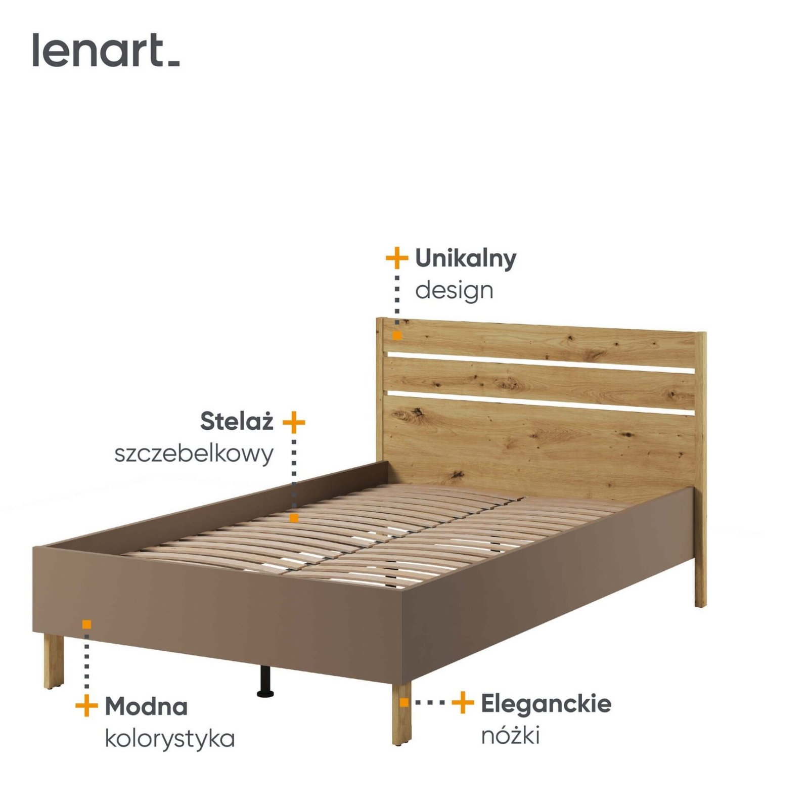 LENNY LY-08 youth bed | 120x200 | Artisan + truffle oak - Image 4
