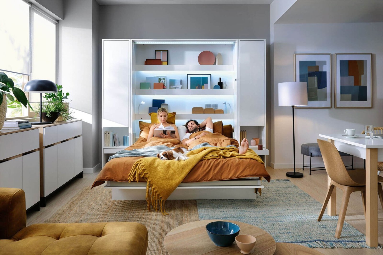 Lenart BED CONCEPT BC-12 vertical wall bed 160 cm glossy white - Image 3