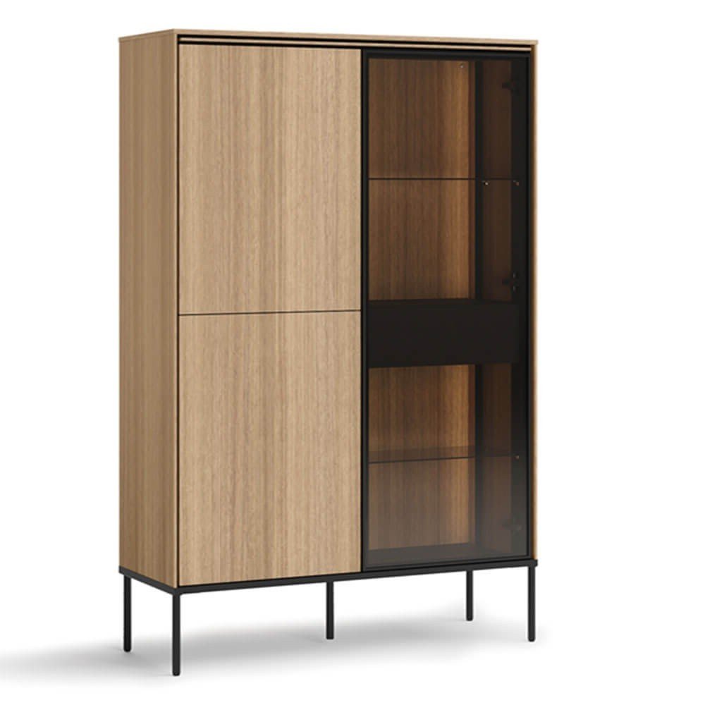 Chest of drawers with lighting 2d1w VISSO VI-01 | Linear oak