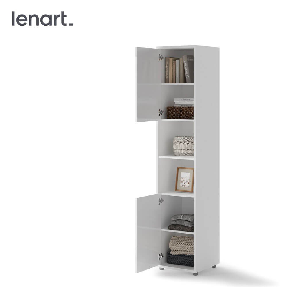 Bed concept BC-08p - 2d cabinet - white glossy
