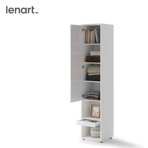 Bed concept BC-07p – 1d1s cabinet – white glossy