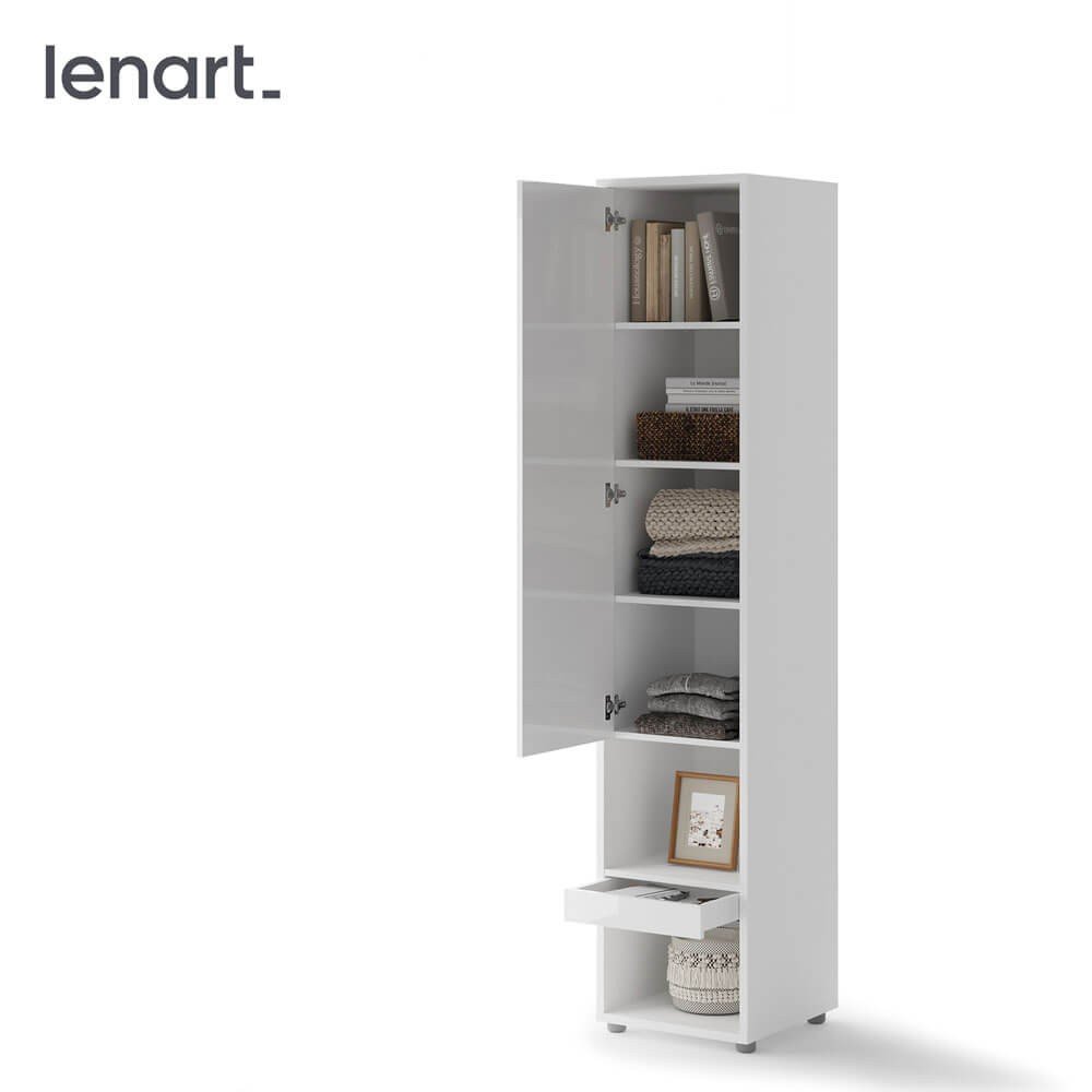 Bed concept BC-07p - 1d1s cabinet - white glossy