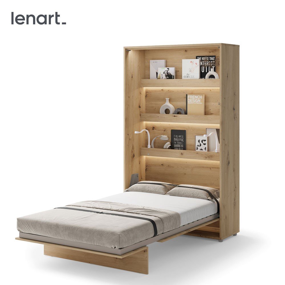 Bed concept BC-02 - vertical wall bed 120 cm - oak imitation