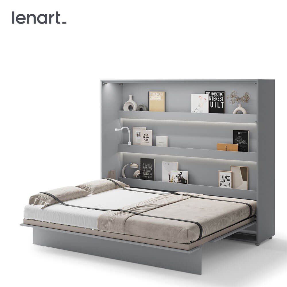 Bed Concept BC-14 - Horizontal Wall-Mounted Bed 160 - Gray