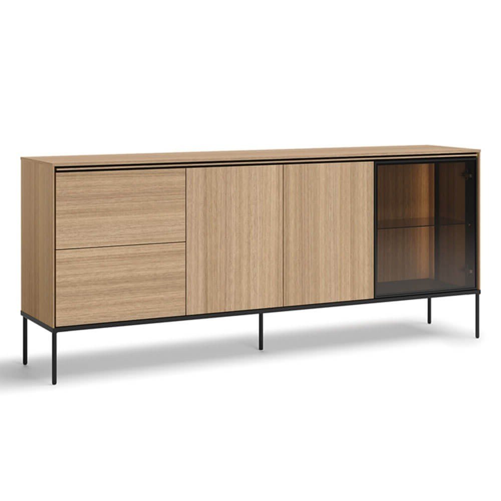 Chest of drawers with lighting 2d1w2s VISSO VI-06 | Linear oak