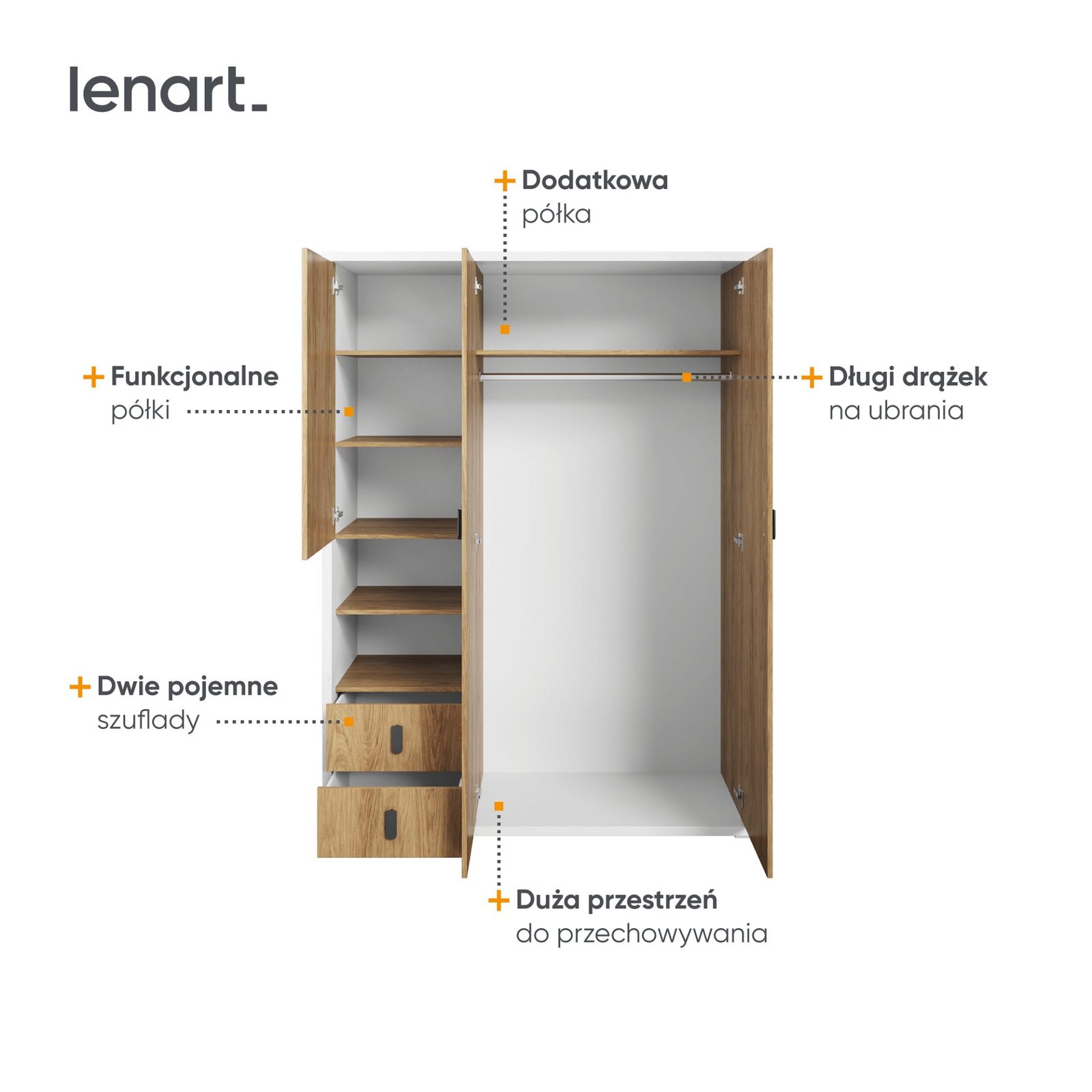 SIMI MS-01 wardrobe white / natural hickory - Image 3