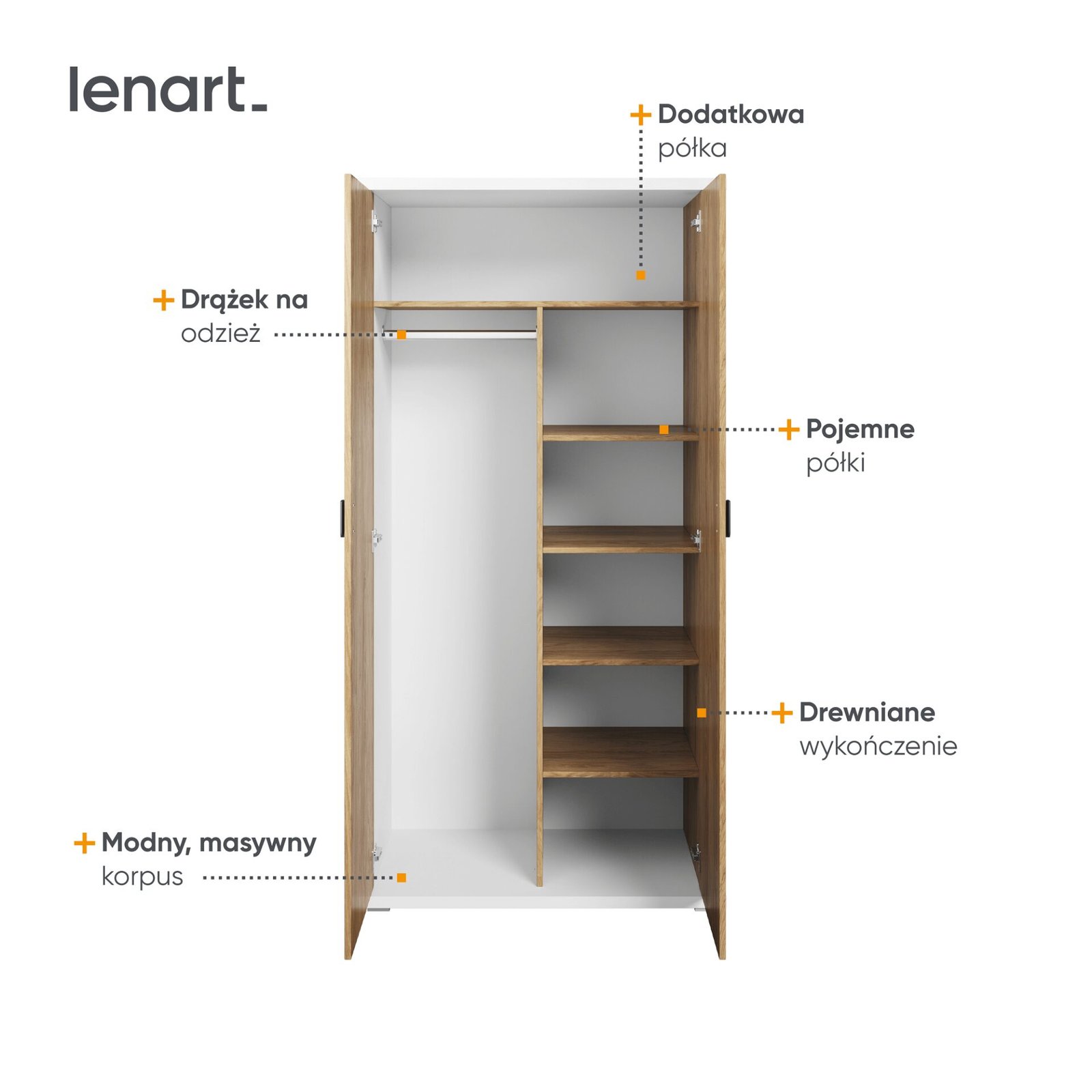 SIMI MS-02 wardrobe white / natural hickory - Image 4