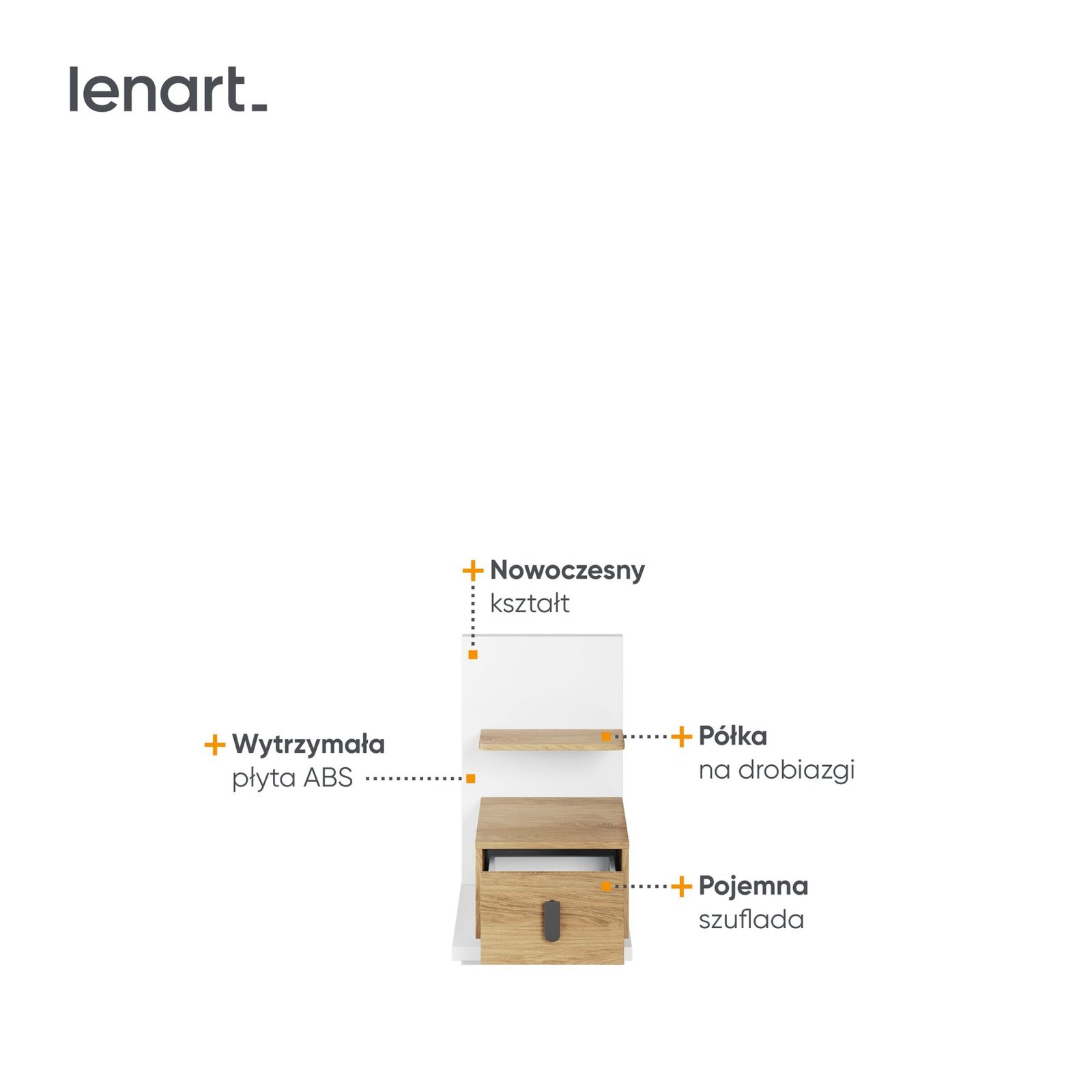 SIMI MS-08 bedside table | White, natural hickory wood - Image 6