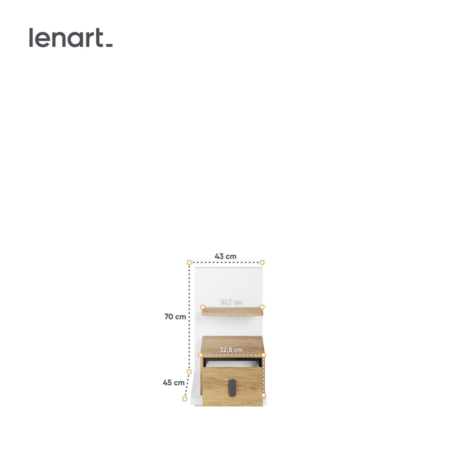 SIMI MS-08 bedside table | White, natural hickory wood - Image 7